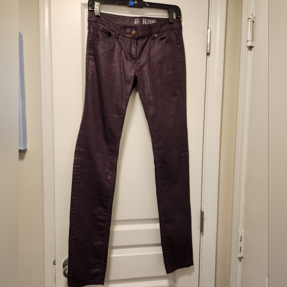 Shiny purple skinny jeans, Size 0